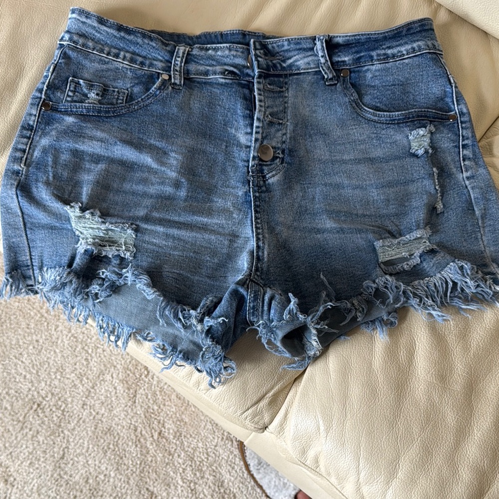 Amazon Blue Distressed Jean Shorts